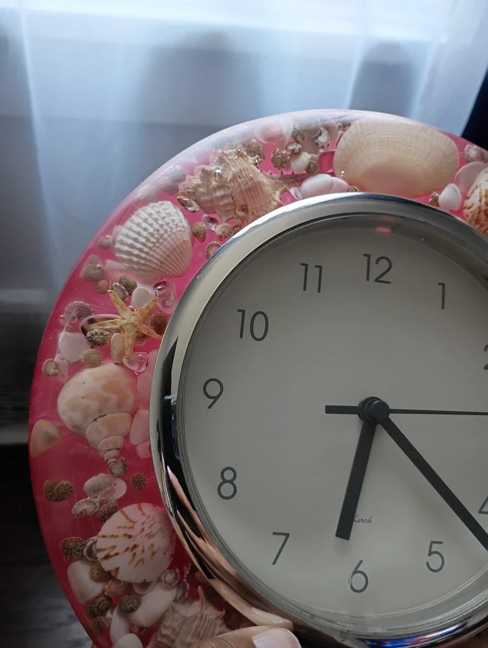 Seashell Accent Wall Clock Pink Marble